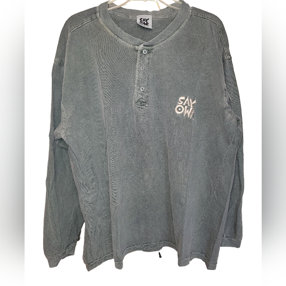 Rare Vtg 90s Say-Ow Gear Jr Seau Chargers Henley  Excellent Condition Green Sz L